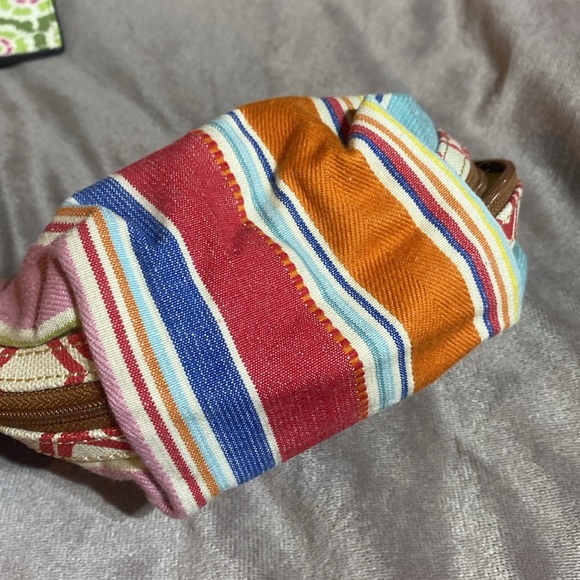 Vintage Fossil Handbag Tote Hobo Canvas Leather Trim Colorful Stripes ๐ - Picture 14 of 16